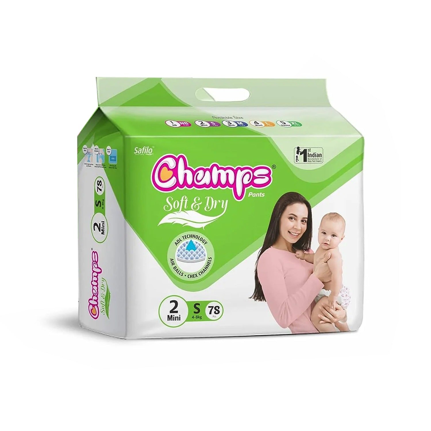 Champs Soft And Dry Baby Diaper Pants  78 Pcs (Small Size  S78) Wukusy
