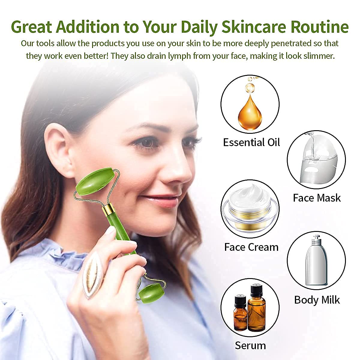 Gua Sha Stone And Anti Aging Jade Roller Massager For Face Massage Natural Face Skincare Massager  Face Roller Massager For Women  Face Shaper Jade Roller And Gua Sha Set For Glowing Skin Wukusy