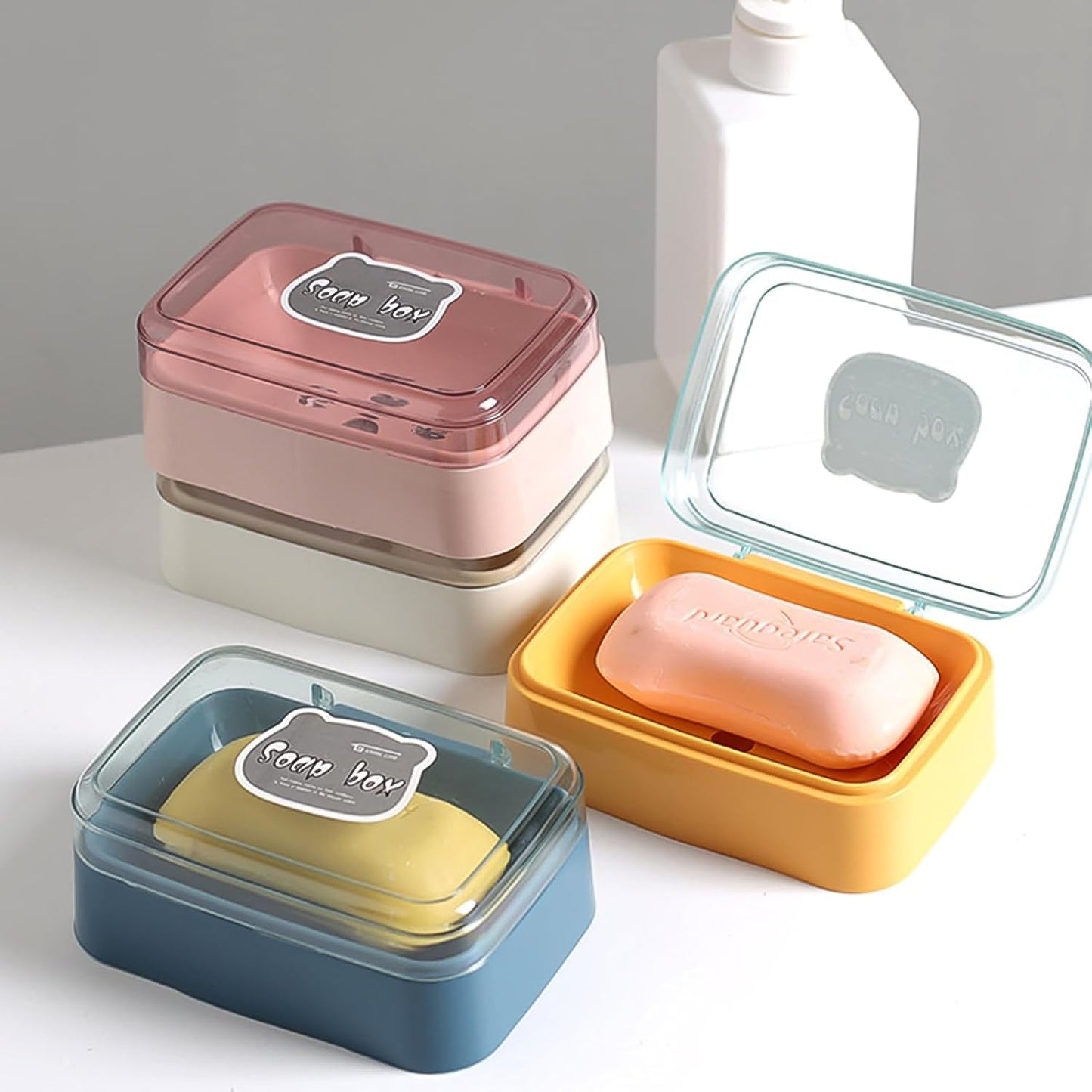 Plastic Soap Dish Portable Plastic Self Draining Soap Holder (1 Pc Mix Color) Wukusy