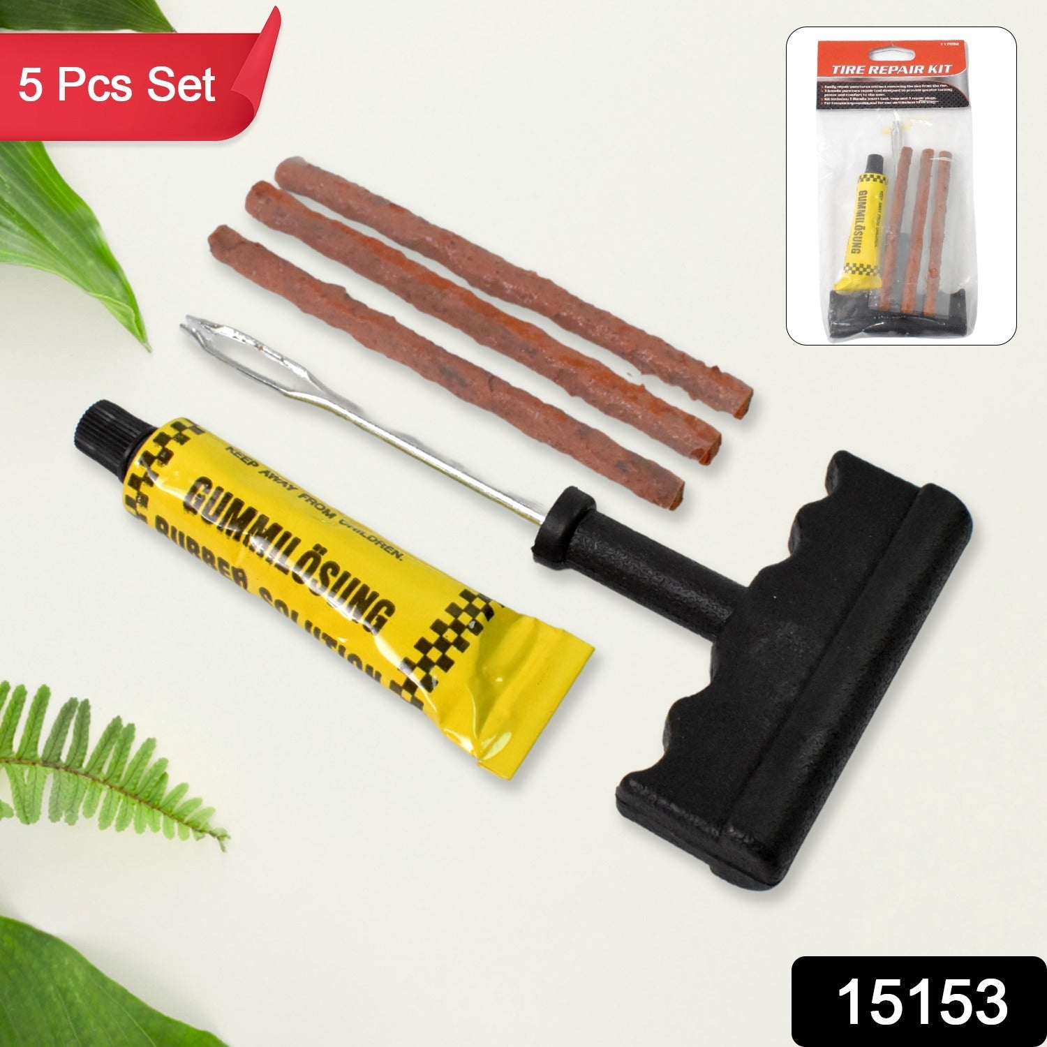 Tyre Puncture Repair Kit With 3 Seal Strips (5 Pcs Set) Wukusy
