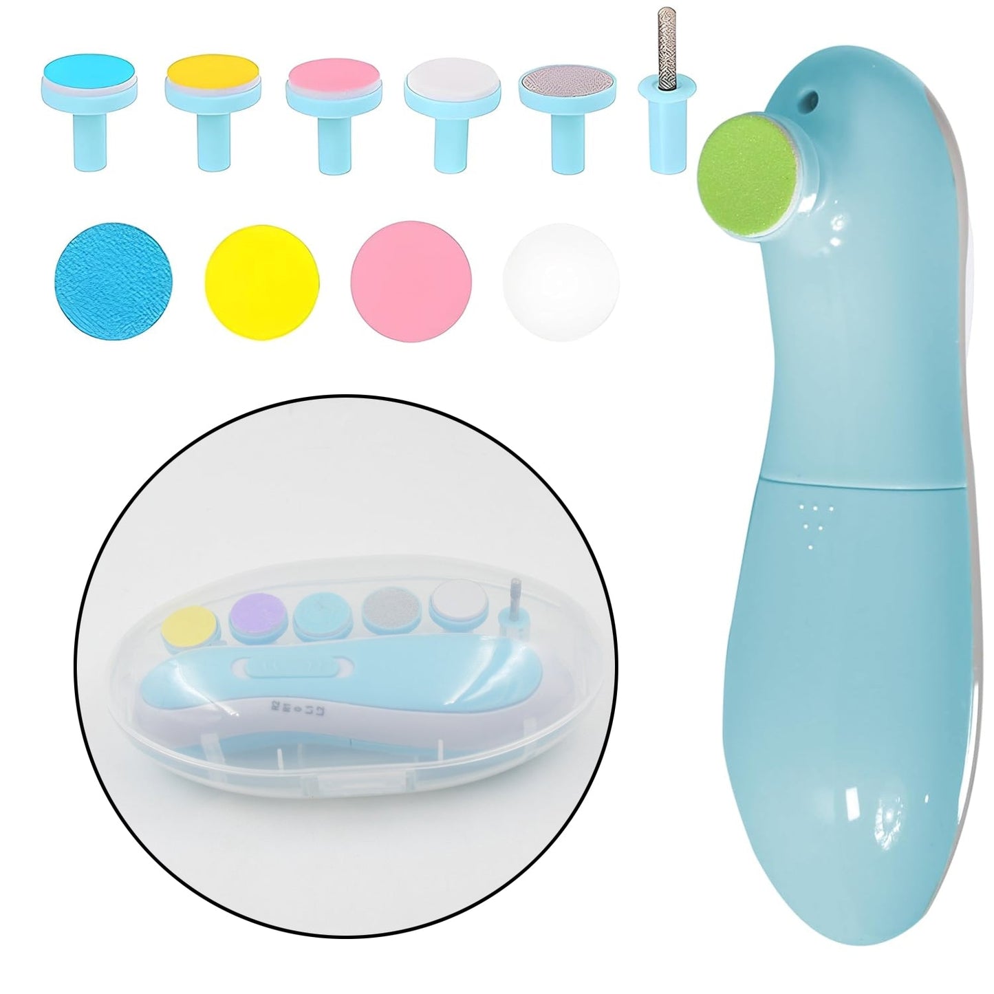 Baby Nail Trimmer Clippers 6 Grinding Head (Multi Color 1 Pc Battery Not Included) Wukusy