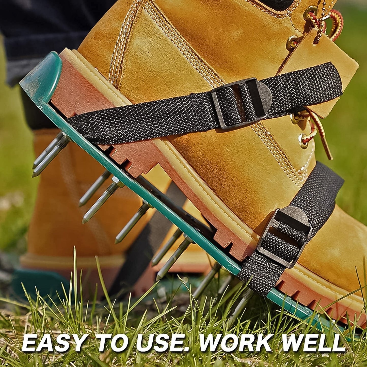 Lawn Aerator Sandals Garden Grass Aerator Spiked Sandals Green Studded Shoes (1 Pair) Wukusy