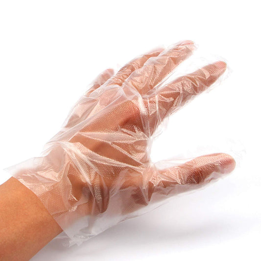 0670 Plastic Transparent Disposable Clear Gloves (White) (100pc) Wukusy