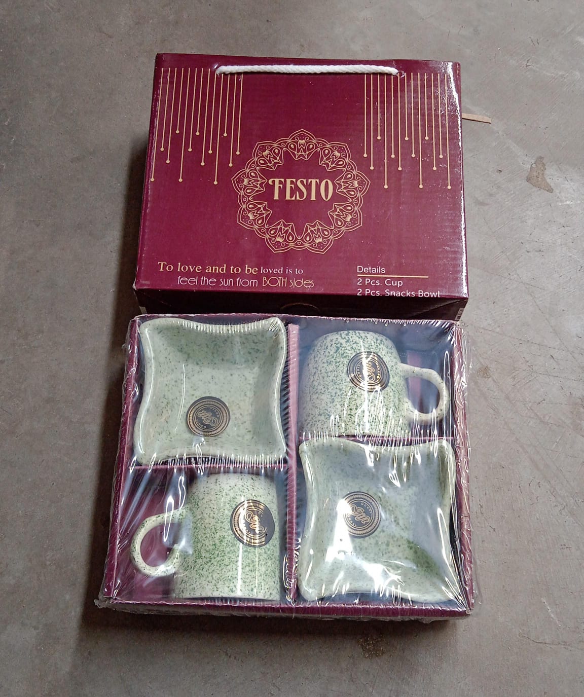 Festo Ceramic Tea  Cups  Mug Set Including Snacks  Serving Bowl Milk Cup Coffee Cup Tea Cup Breakfast Cup Drinking Mug Or Outdoor For Household Gift For Birthday Wedding Party (4 Pcs Set) Wukusy