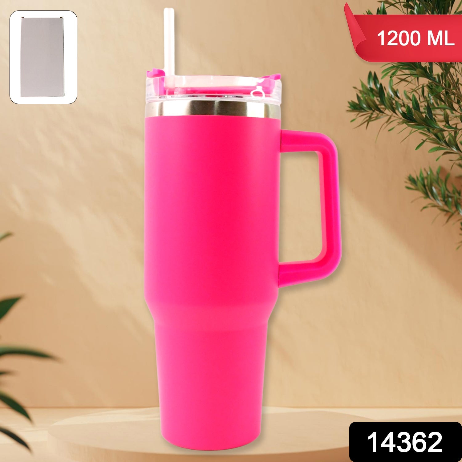 Pink Extra Large Insulated Travel Mug (1200ml - 1 Pc) Wukusy