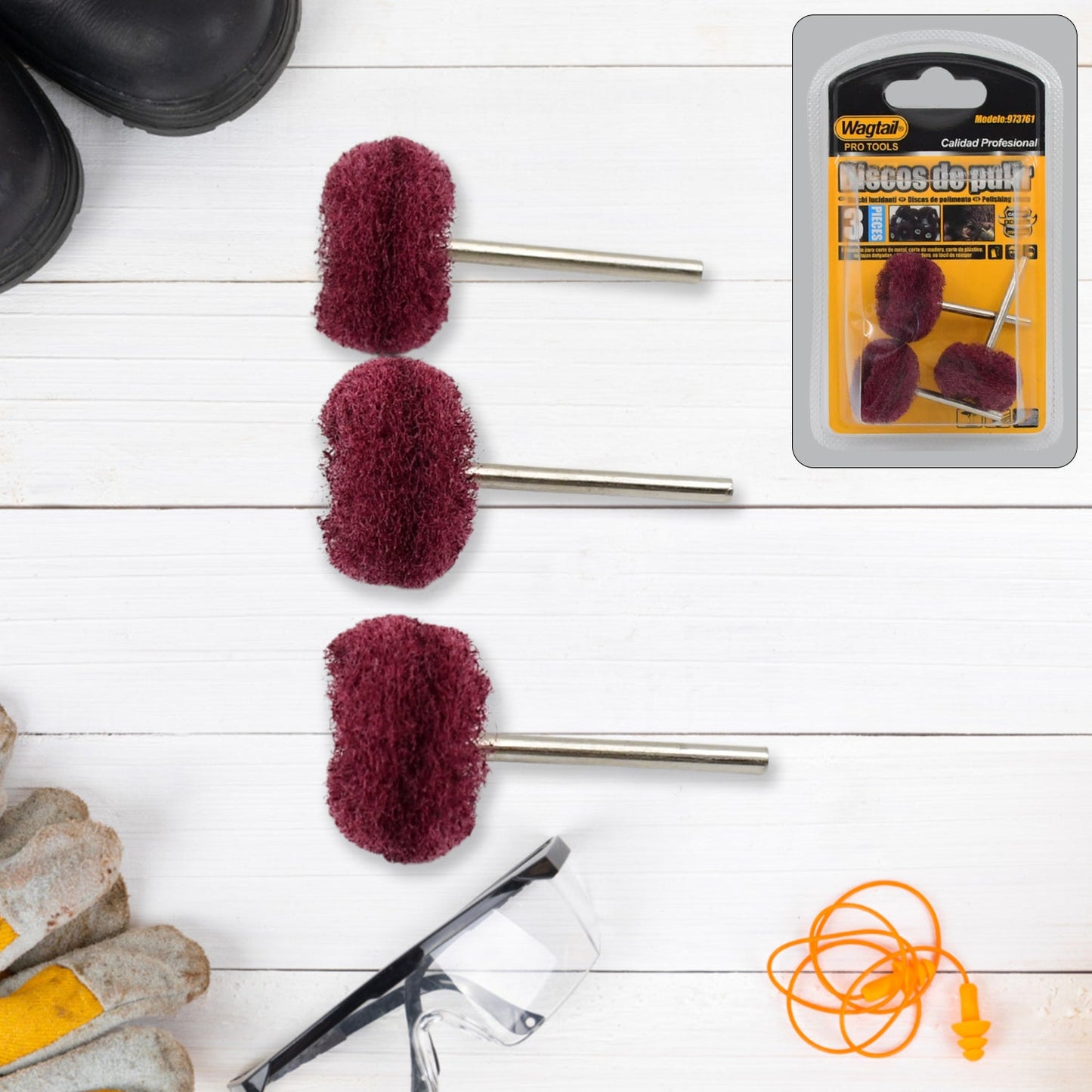 Abrasive Buffing Polishing Wheel Set (3 Pcs) Wukusy