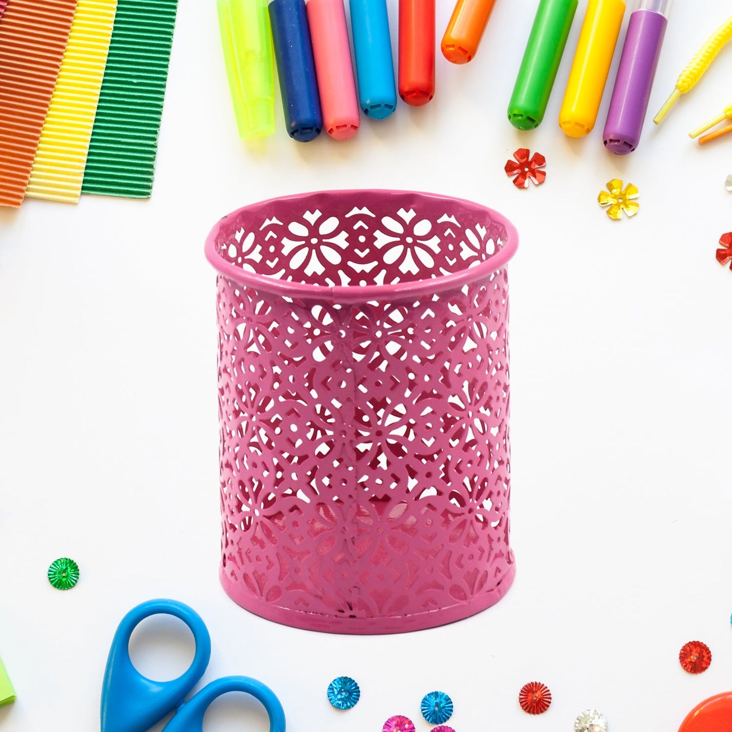 Pen Holder Office Desk Metal Mesh Pen Stand (1 Pc) Wukusy