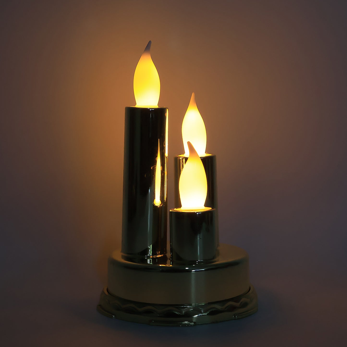 Led Flameless Candle Lamp With Triple Candle Design (1 Pc)
