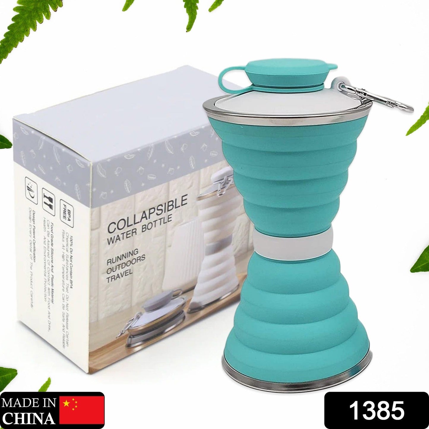 1385 Silicone Traveling Water Bottle Bpa Free - Leak Proof Lightweight Collapsible - Small Folding Refillable And Space Saver For Camping Gym Sports Hiking Biking Yoga Outdoor Wukusy