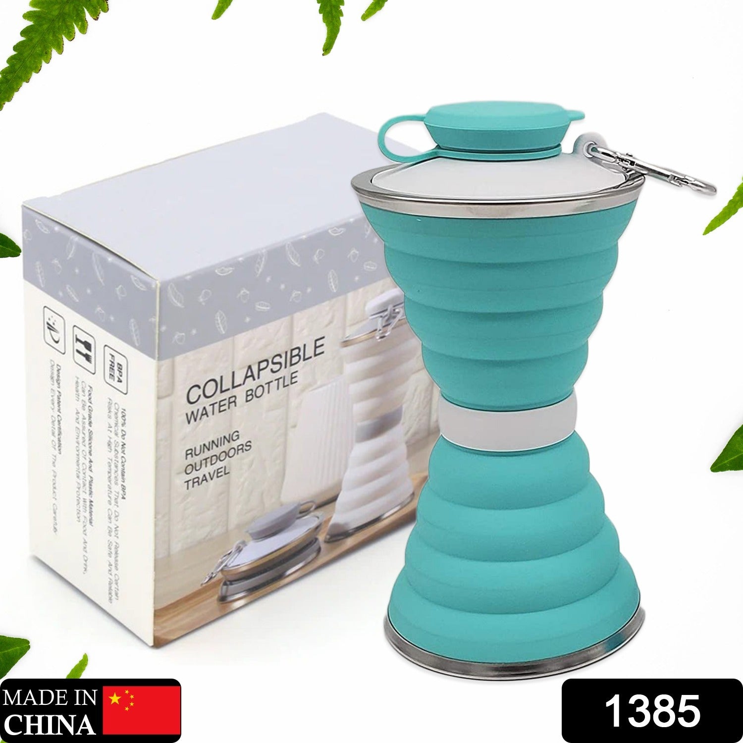 1385 Silicone Traveling Water Bottle Bpa Free - Leak Proof Lightweight Collapsible - Small Folding Refillable And Space Saver For Camping Gym Sports Hiking Biking Yoga Outdoor Wukusy