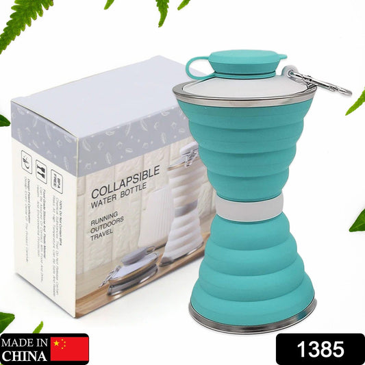 1385 Silicone Traveling Water Bottle Bpa Free - Leak Proof Lightweight Collapsible - Small Folding Refillable And Space Saver For Camping Gym Sports Hiking Biking Yoga Outdoor Wukusy