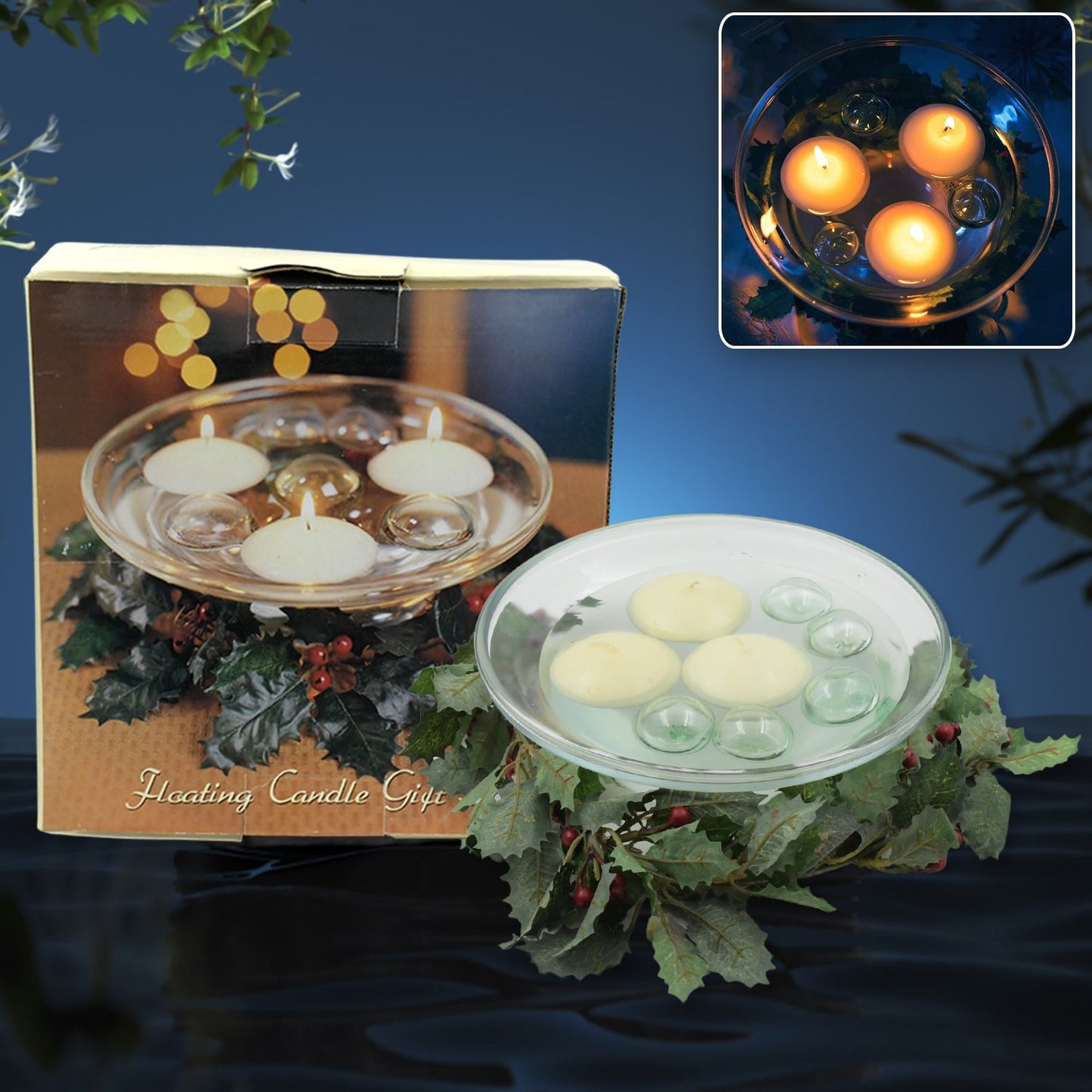 12503 Floating Candle Light Candle Holder Set Romantic Atmosphere Creates Water Container Coffee Table Decoration Send Candles Table Decorations Romantic Atmosphere (1 Pc) Wukusy