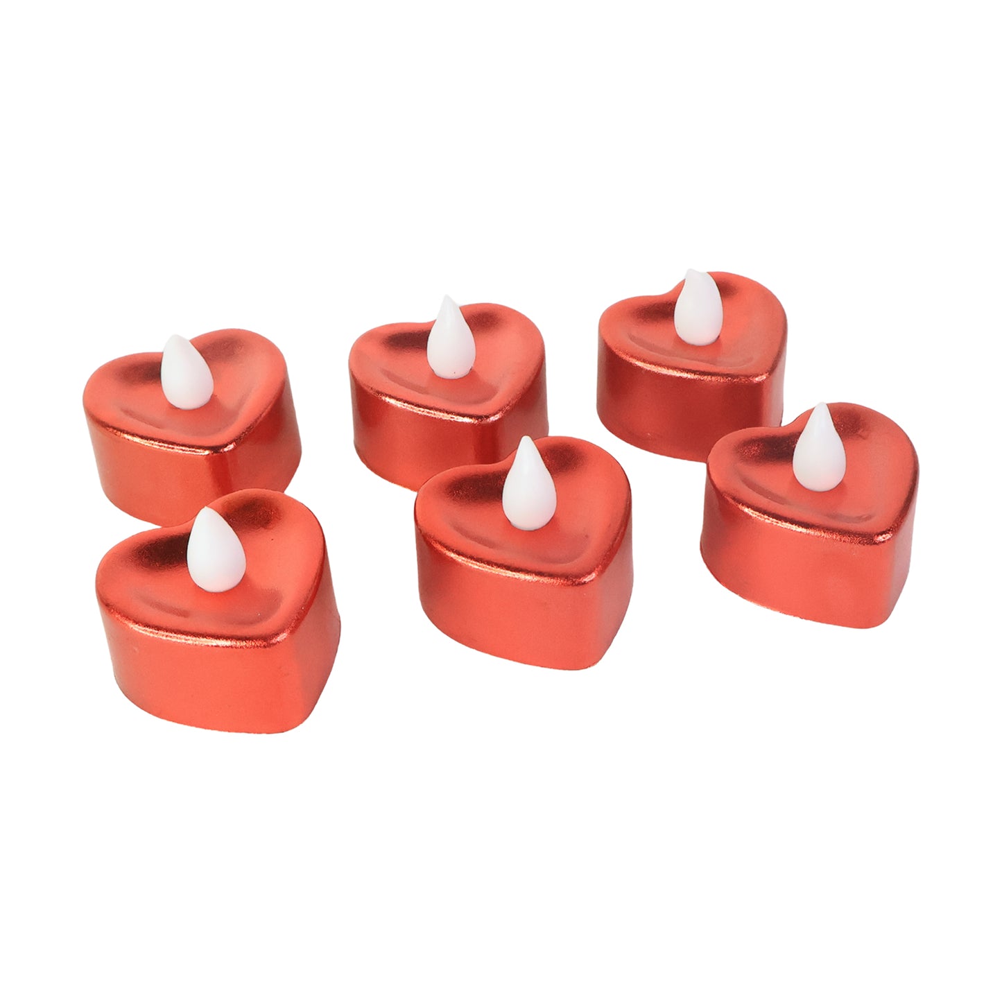 Heart Shape Led Flameless Decorative Candles (6 Pc Set)