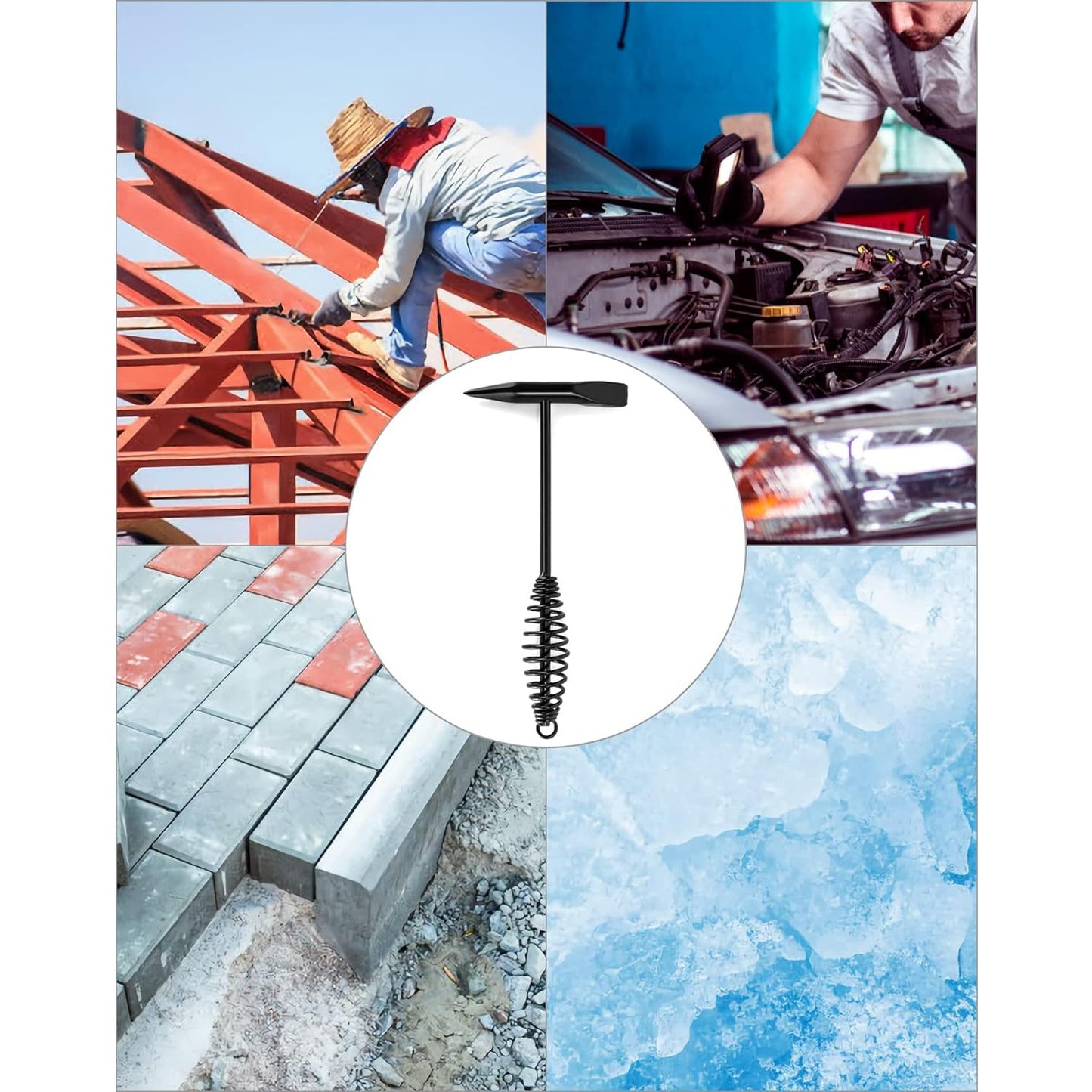 Welding Slag Removal Tool  Chipping Hammer With Coil Spring Handle Mufti Functional For Cleaning Removing Slag Industrial Weld Slag Spatter Removal Tool Welding Hammer For Machinery Electrician (1 Pc ) Wukusy