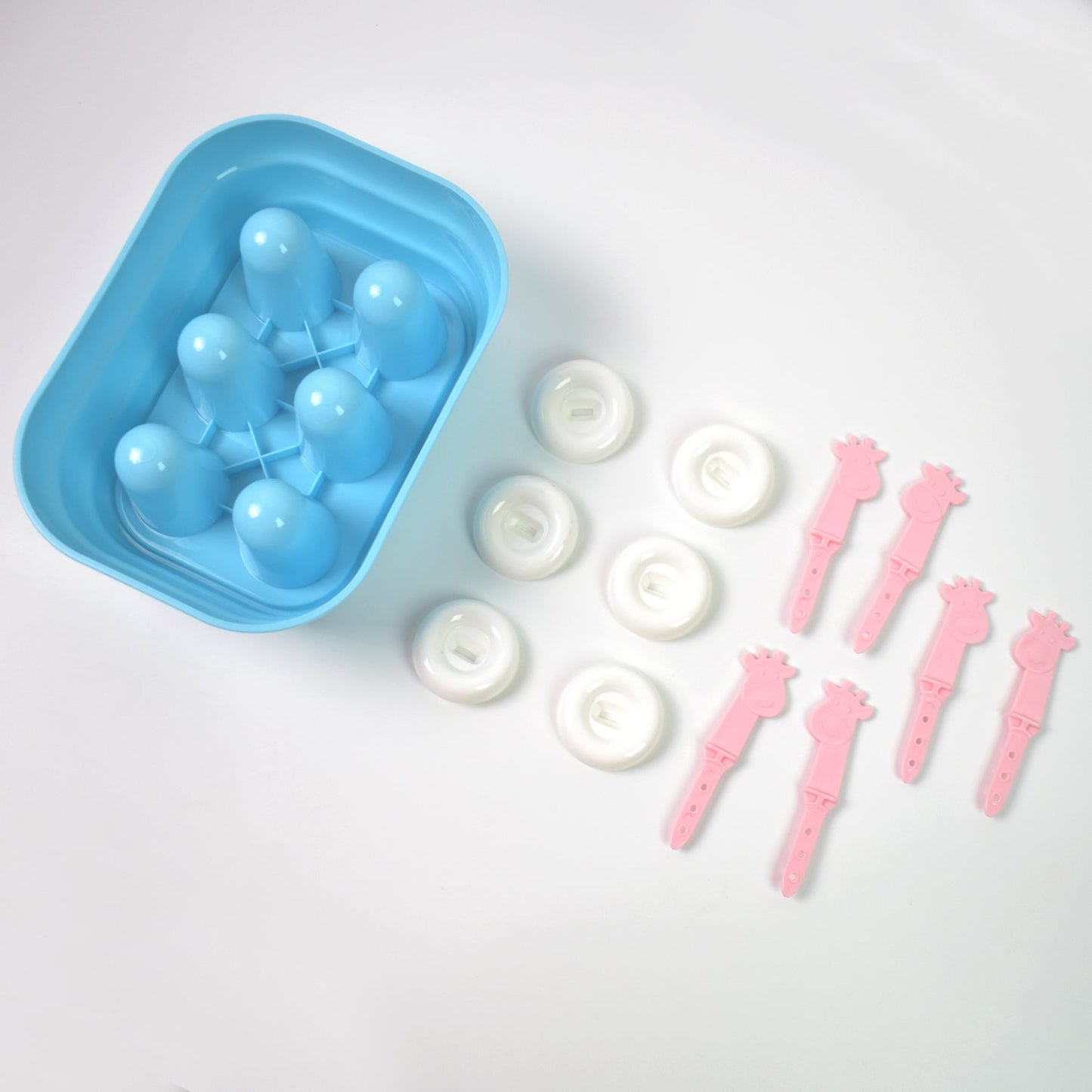 6 Cavity Popsicle Molds Plastic Giraffe Shape Ice Moulds (1 Pc) Wukusy