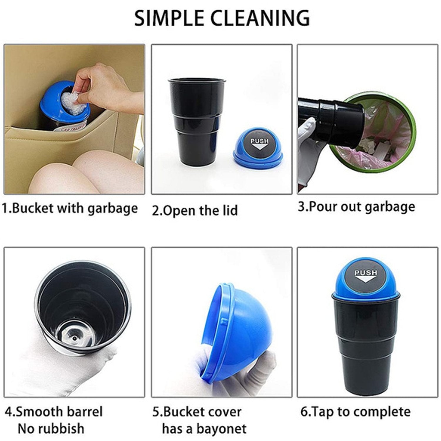 Mini Car Trash Bin Can Holder Dustbin Wukusy