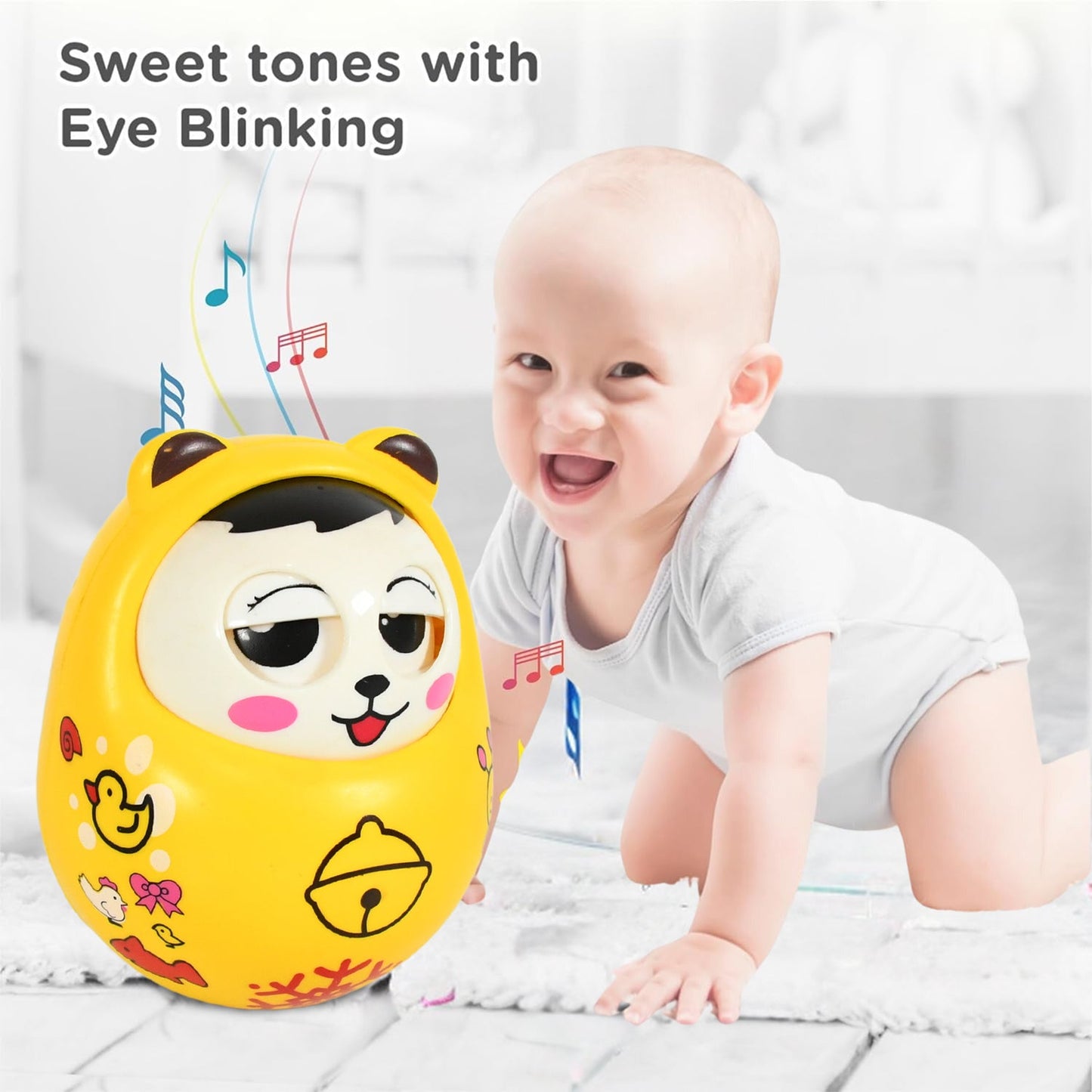 1935 Musical Roly Poly Toys For Baby  Push And Shake Wobbling Toy With Music  Tumbler Doll Toy For Babies  Sound Balancing Doll Toys For Baby Boys Girls 8+ Months Multicolor (1 Pc) Wukusy