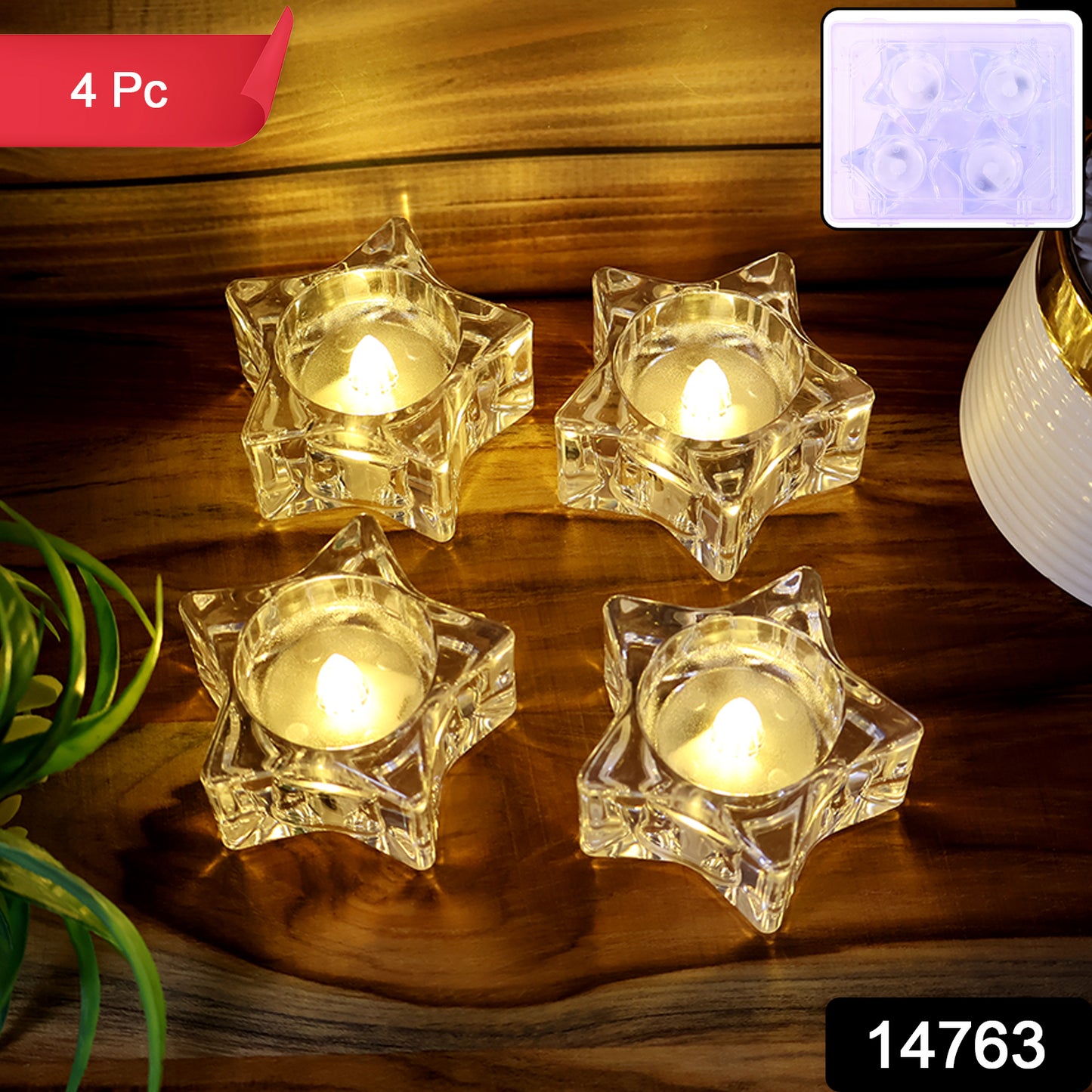 Flameless Star-shaped Led Candles (4 Pc Set)