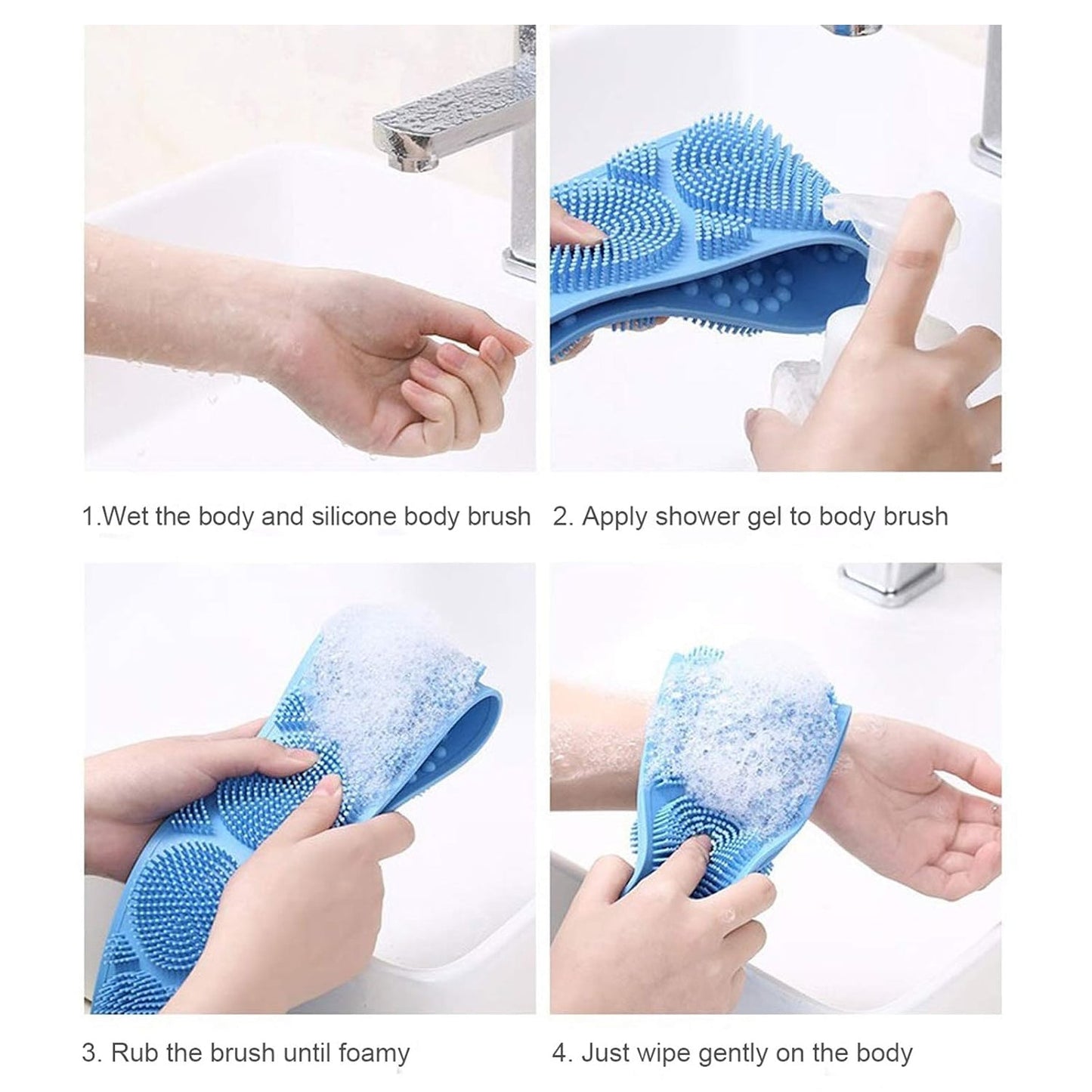 Silicone Body Scrubber Silicone Bath Body Brush (1 Pc  24 Inch) Wukusy