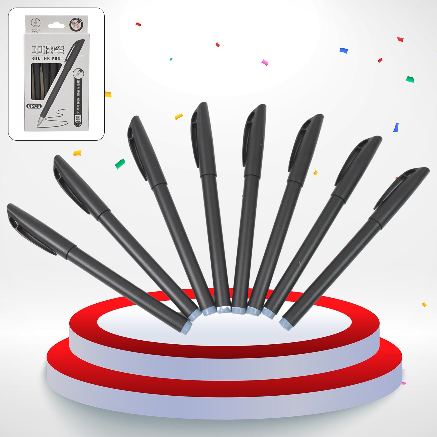 Writing Black Gel Pen For School Stationery Gift For Kids (8 Pcs Set) Wukusy