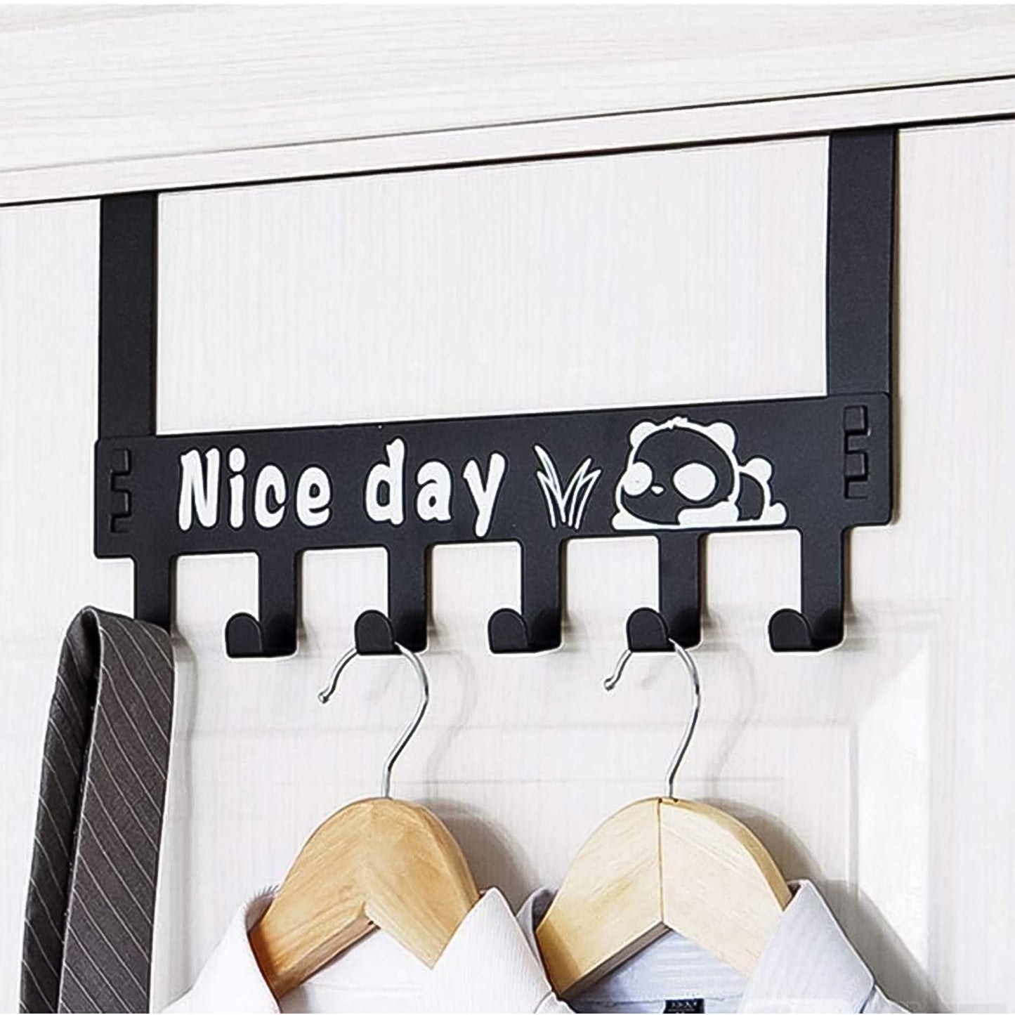 Heavy-duty Carbon Steel Door Hook Hanger Rack (2 Pc  6 Hook  Black) Wukusy