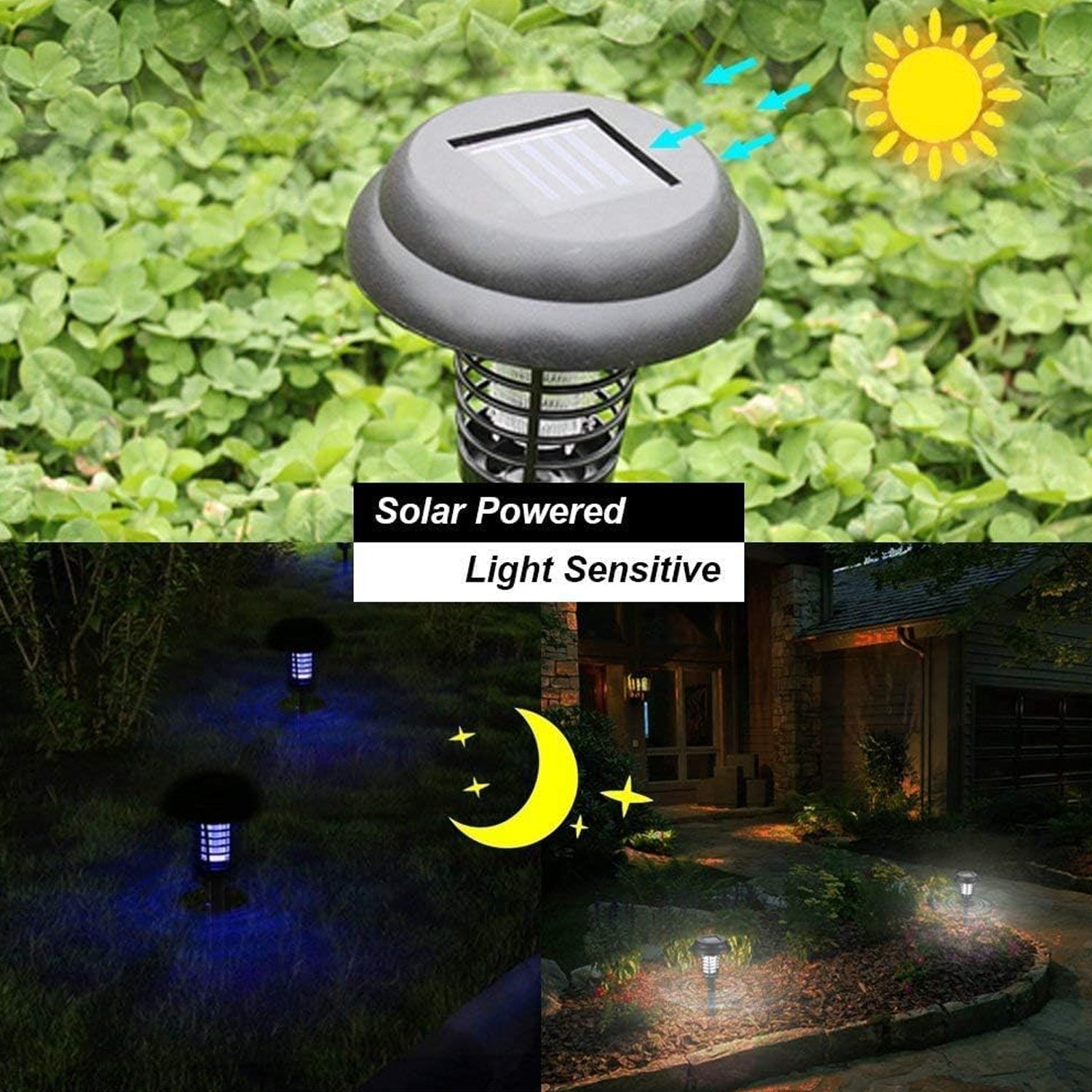 Medium Garden Solar Powered Led Mosquito Trap  Bug Zapper (1 Pc) Wukusy