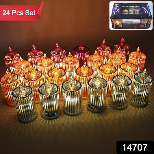 Decorative Flameless Electronic Led Candle Light Set (24 Pc) Wukusy