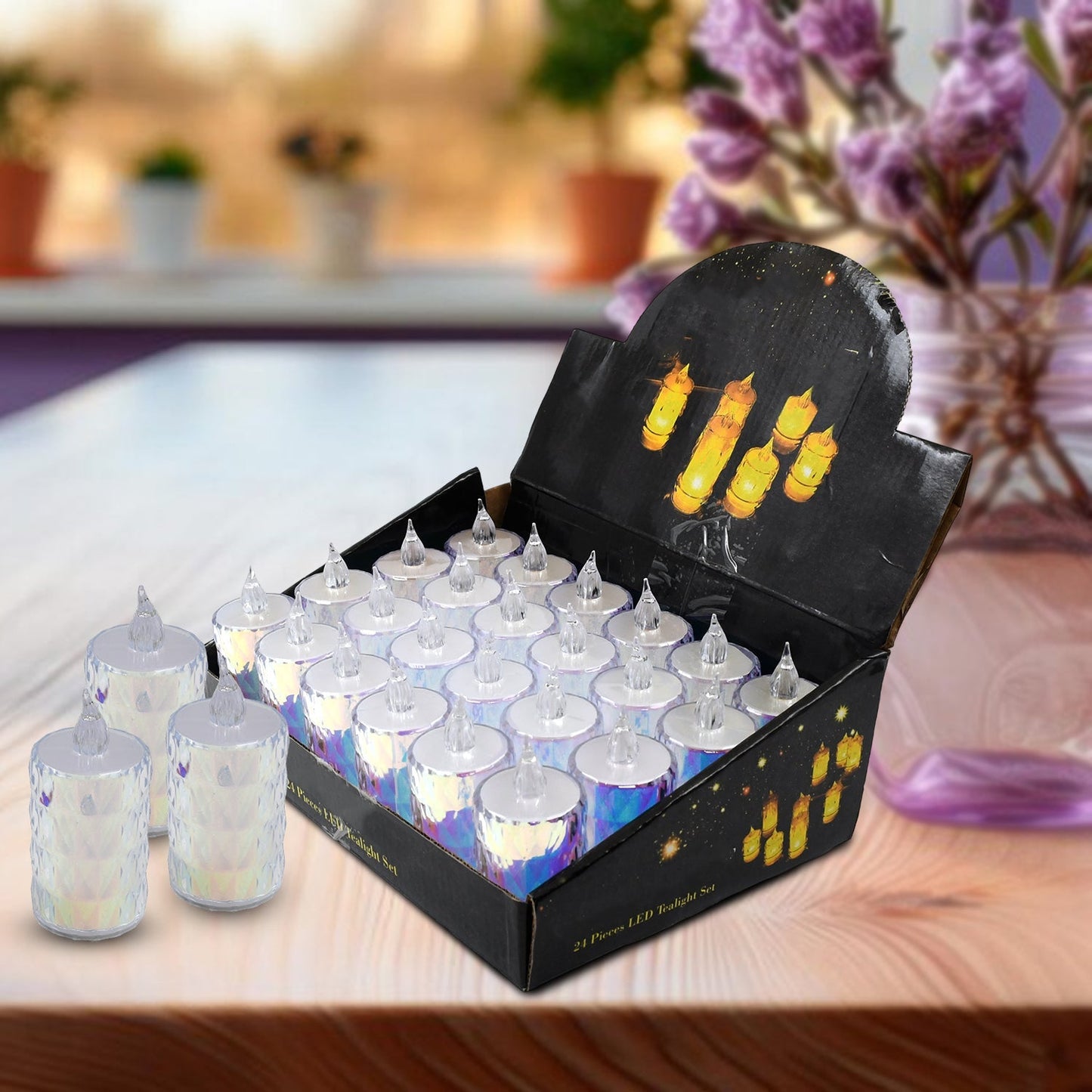 24 Pc Flameless And Smokeless Decorative Melting Candles Led Tea Light Wukusy