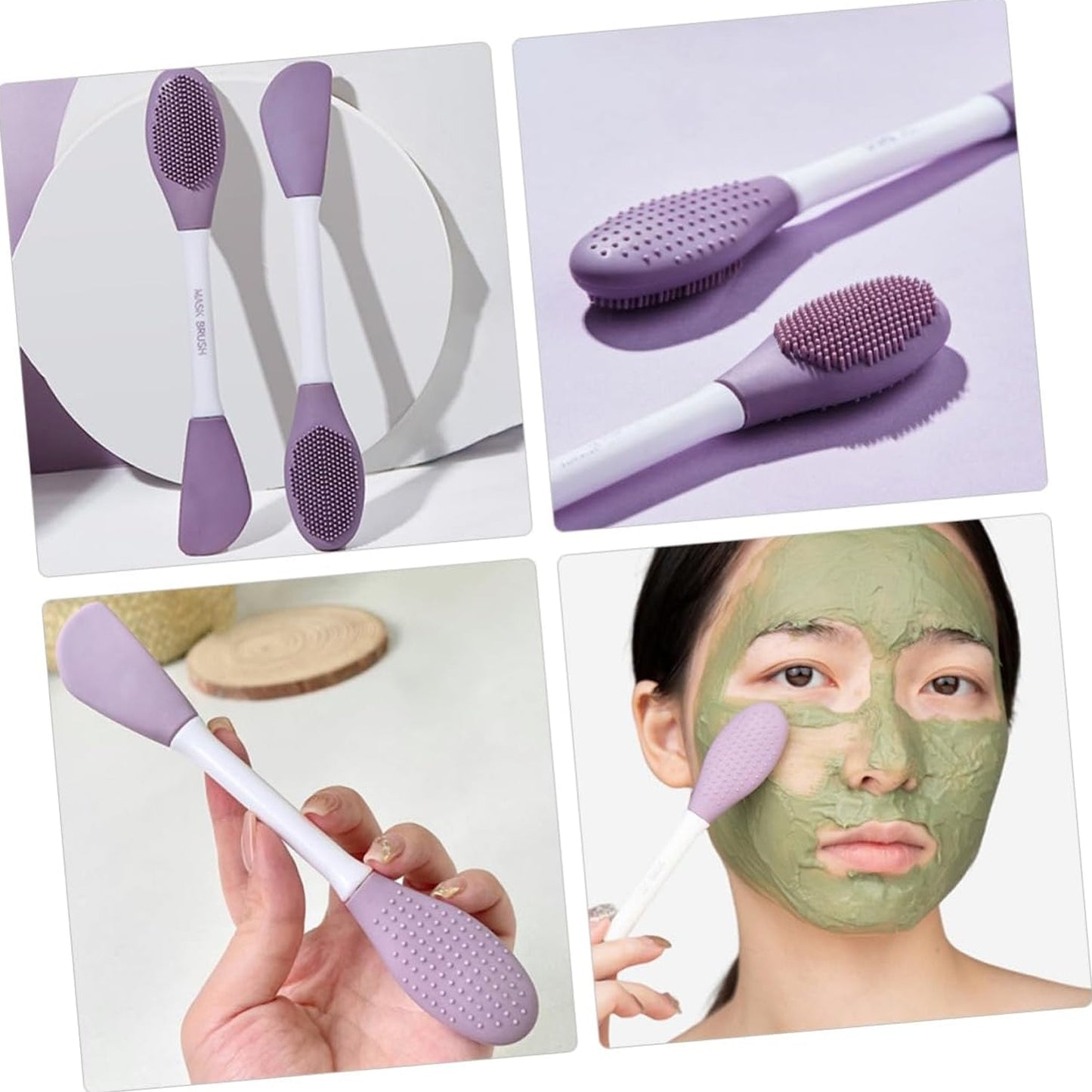 12532 Double-headed Silicone Mask Brush Face Cleansing And Applying Mud Mask Beauty Salon Special Brush Smear Tool Facial Scrub Silicone Wash Scrubber Face Tools (1 Pc) Wukusy