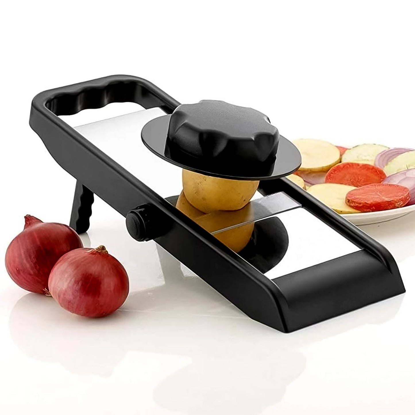 Adjustable Slicer Stainless Steel And Plastic Premium Multipurpose Potato Onion Slicer And Grater (1 Pc) Wukusy