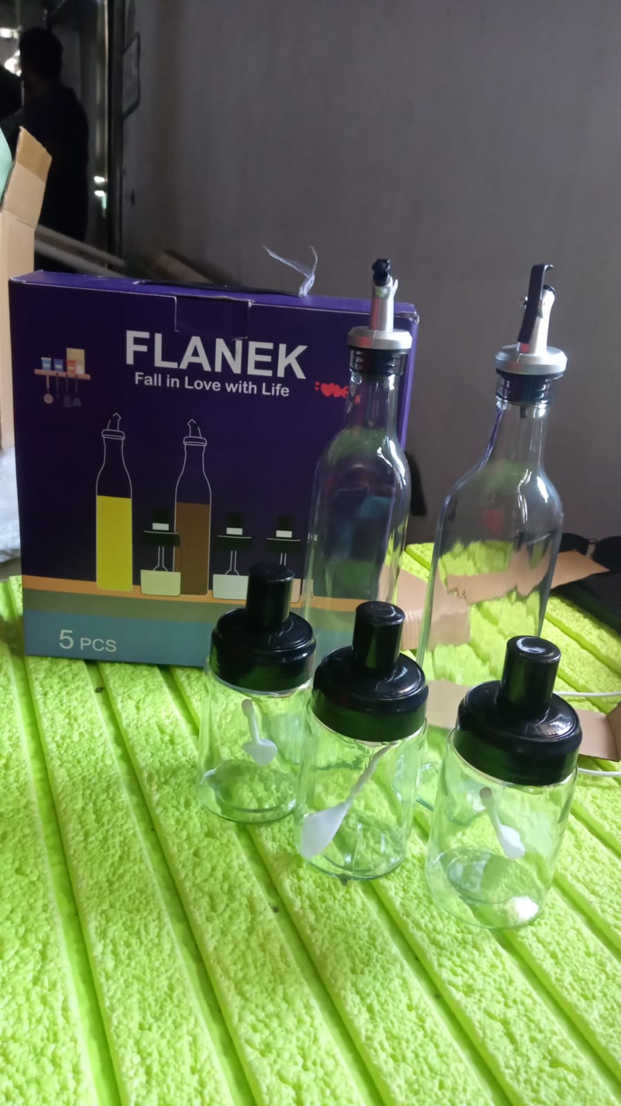 10011 Transparent Glassoil Dispenser 500 Ml Bottle Set Of 2 Spice Jar 250 Ml Set Of 3 Oil Bottle For Kitchen Oil  Vinegar Storage Glass Bottle Glass Container For Spice Masala (5 Pcs Set) Wukusy