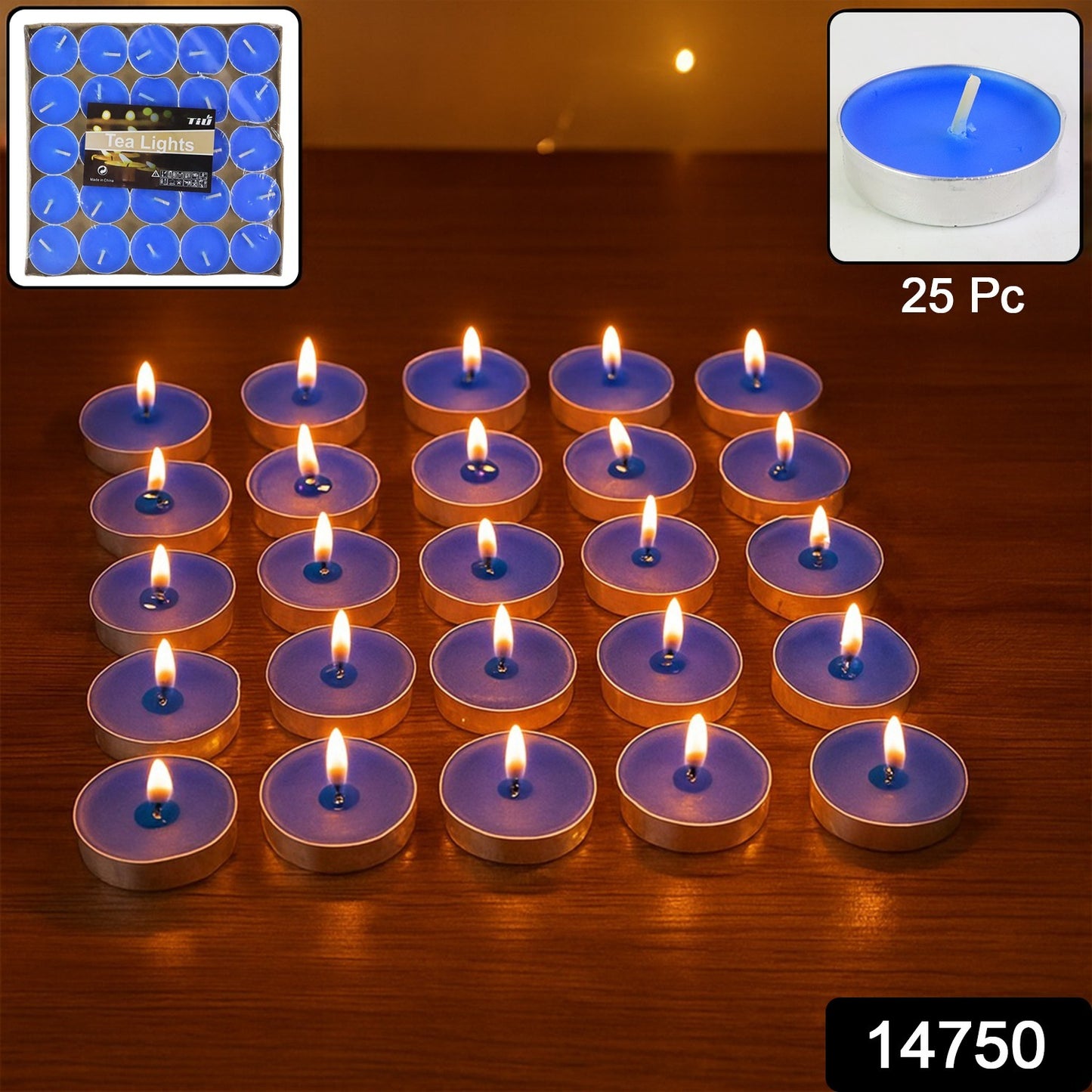 Blue Scented Tea Light Candles (25 Pc Set)