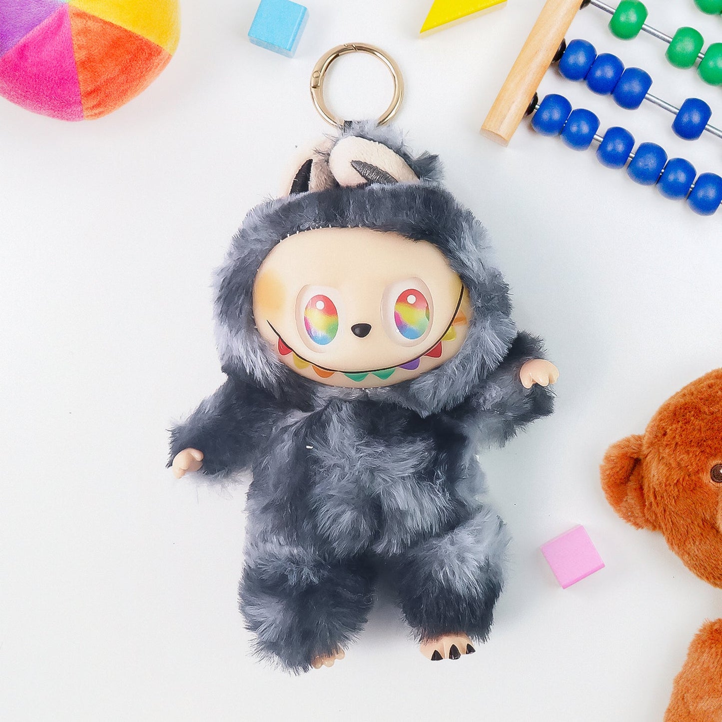 Black Plush Toy Cartoon Keychain With Hook Colorful Animal Black (1 Pc) Wukusy
