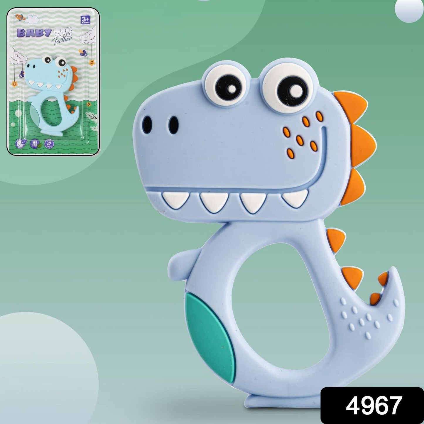 Silicone Dinosaur Teether For Baby (1 Pc Mix Design Color) Wukusy