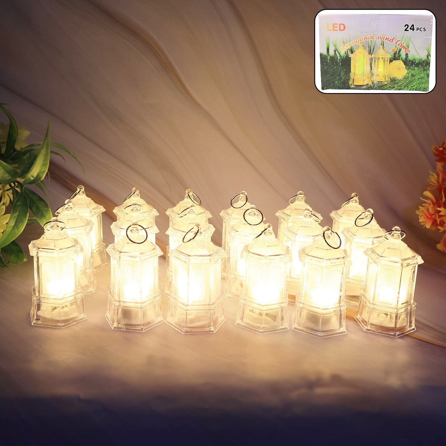 Set Of 24 Led Decorative Lantern Lights Candle