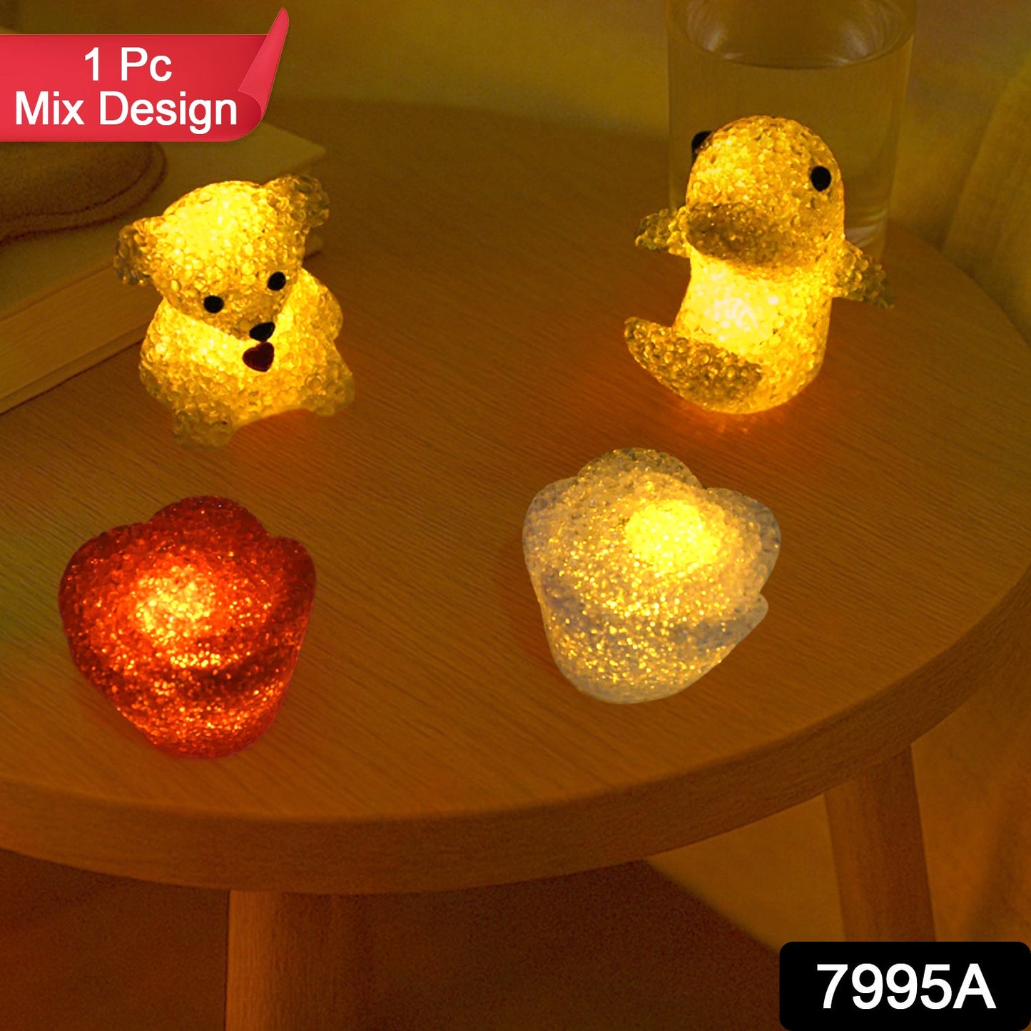 7995a Mix Design Multi Shape Small Light Lamps Led Shape Crystal Night Light Lamp (1 Pc ) Wukusy