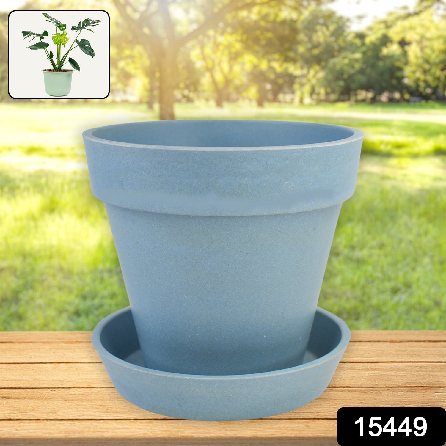 Heavy Plastic Flower Pots With Tray (1 Pc) Wukusy