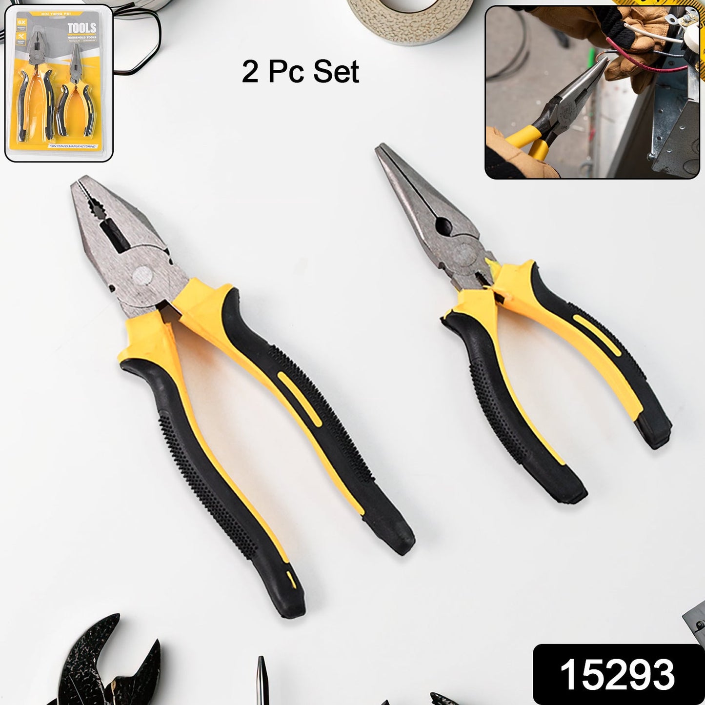 Long Nose Plier And Flat Mouth Plier Combo Tools (2 Pc Set) Wukusy