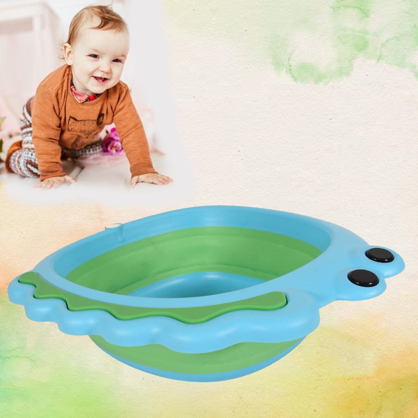 Frog Shape Wash Basin Space Saving Multi Function Foldable Baby Wash Basin Easy Clean Lightweight Thicken For Washing Face For Home (3331cm 1 Pc) Wukusy