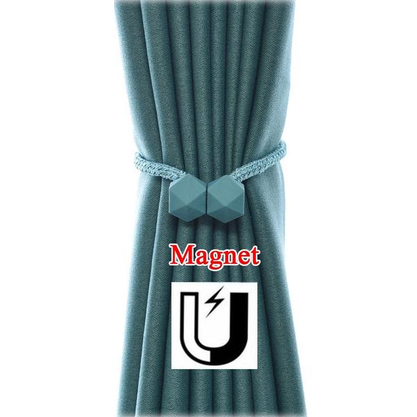 1441 Hexagonal Magnetic Braided Rope Drapery Window Curtains Loop Binding Ties Buckle (2 Pc) Wukusy