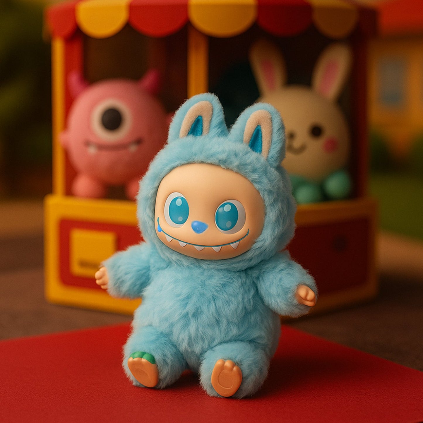 Sky Blue Plush Toy Cartoon Keychain With Hook Colorful Animal Sky Blue (1 Pc) Wukusy