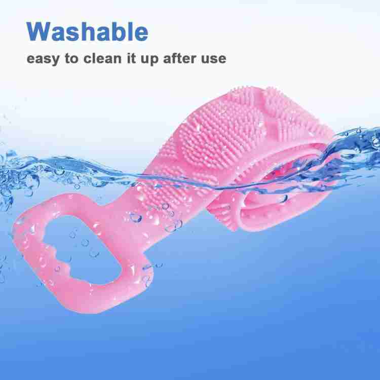 1302 Silicone Body Back Scrubber Double Side Bathing Brush For Skin Deep Cleaning Wukusy