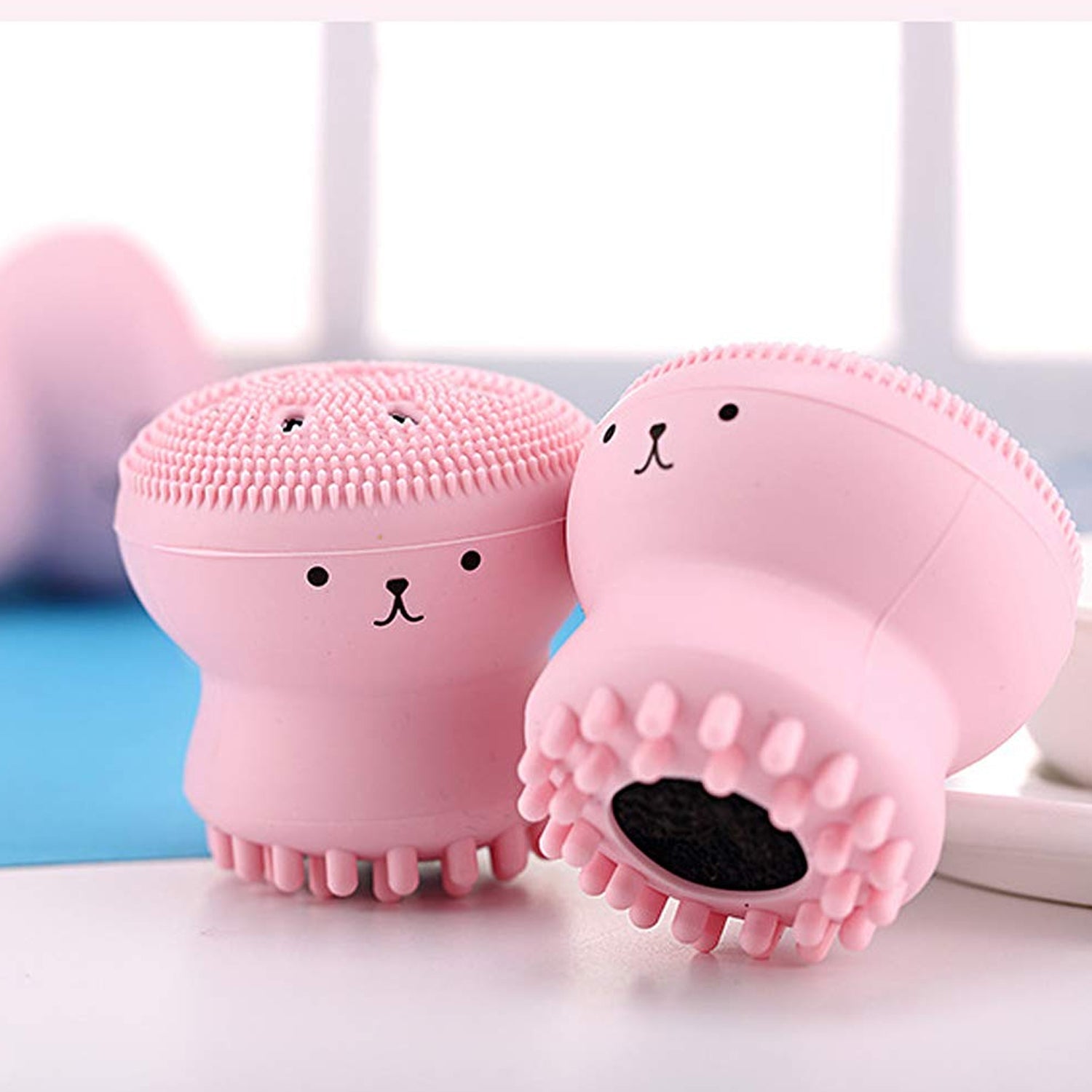 1671 Facial Cleansing Brushes Cute Octopus Shape Silicone Face Scrubber Massager Skincare Tool (1pc) Wukusy