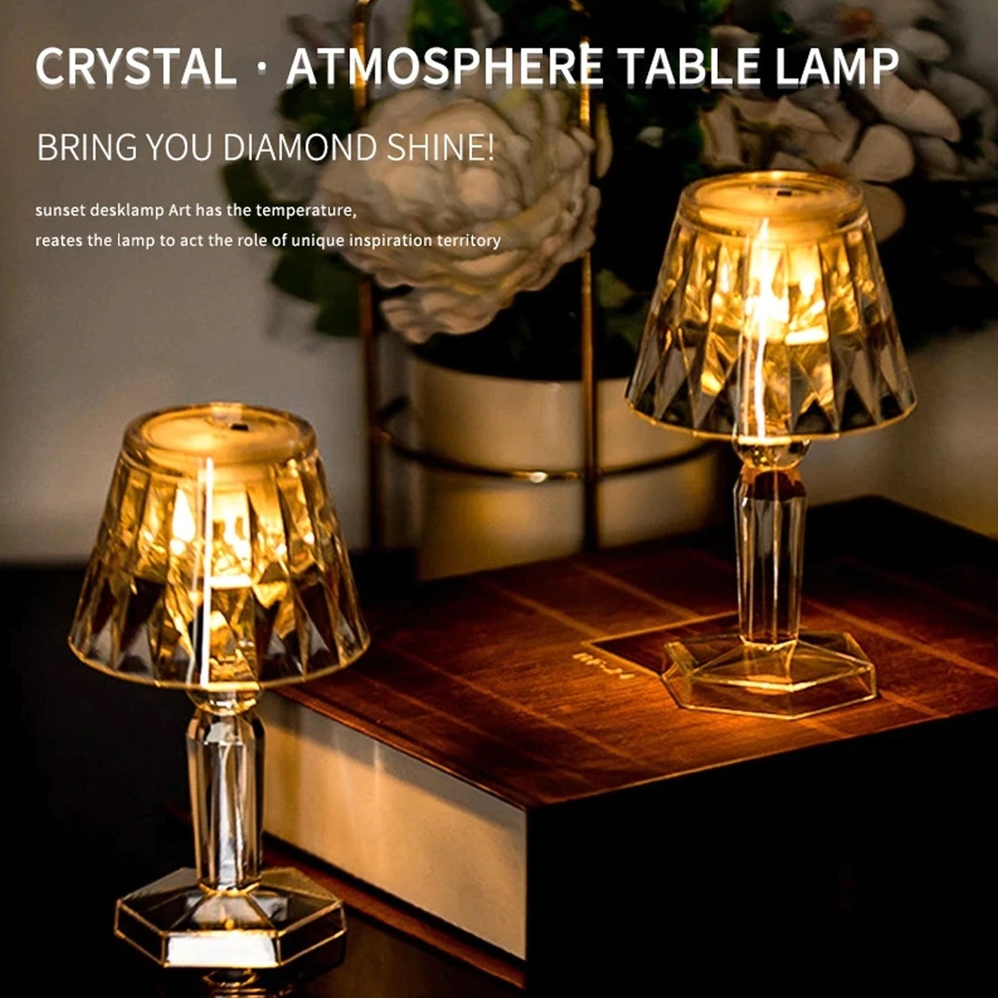 6610 2in1 Transparent Mini Crystal Table Lamp With Reflection Light Wukusy