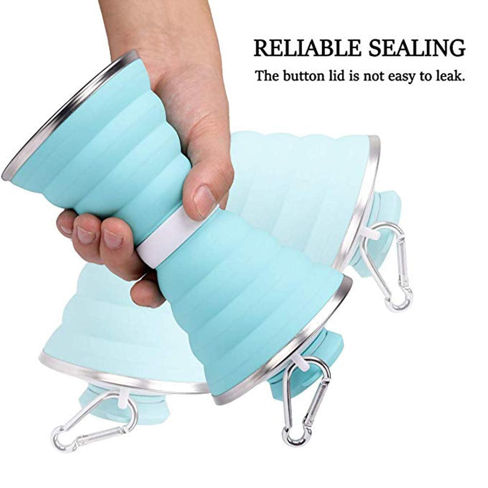 1385 Silicone Traveling Water Bottle Bpa Free - Leak Proof Lightweight Collapsible - Small Folding Refillable And Space Saver For Camping Gym Sports Hiking Biking Yoga Outdoor Wukusy