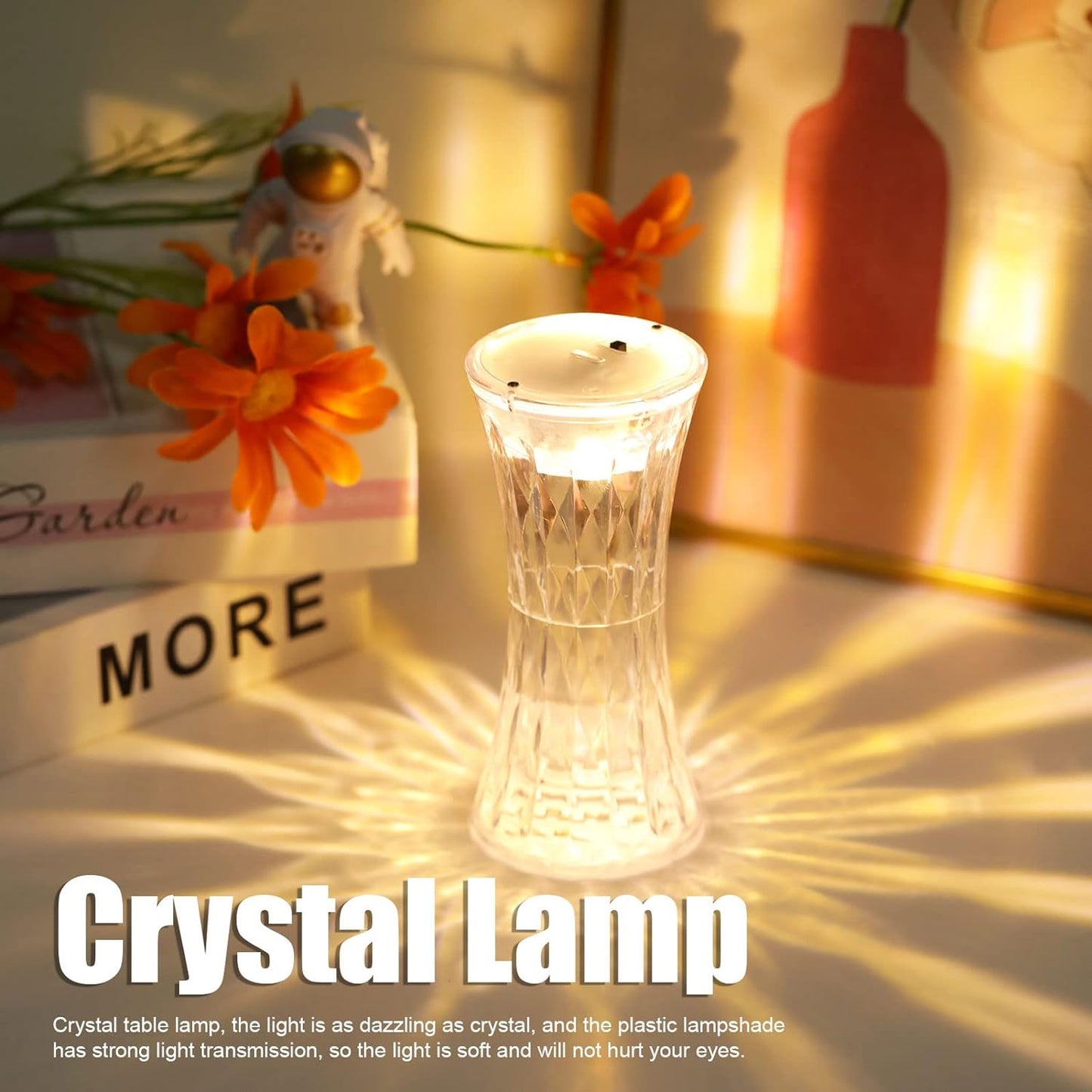 8440 Crystal Lamp Universal Night Light Soft Lighting Eye Protection For Nursery Study Bedroom Transparent Crystal Table Soft Lighting Multipurpose For Hotel For Office For Childrens Room (12pc Moq) Wukusy