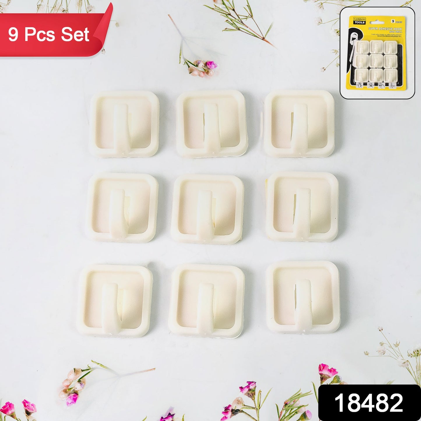 Adhesive Hooks For Wall Hanging Clothes Strong Adhesive Hooks (9 Pcs Set) Wukusy