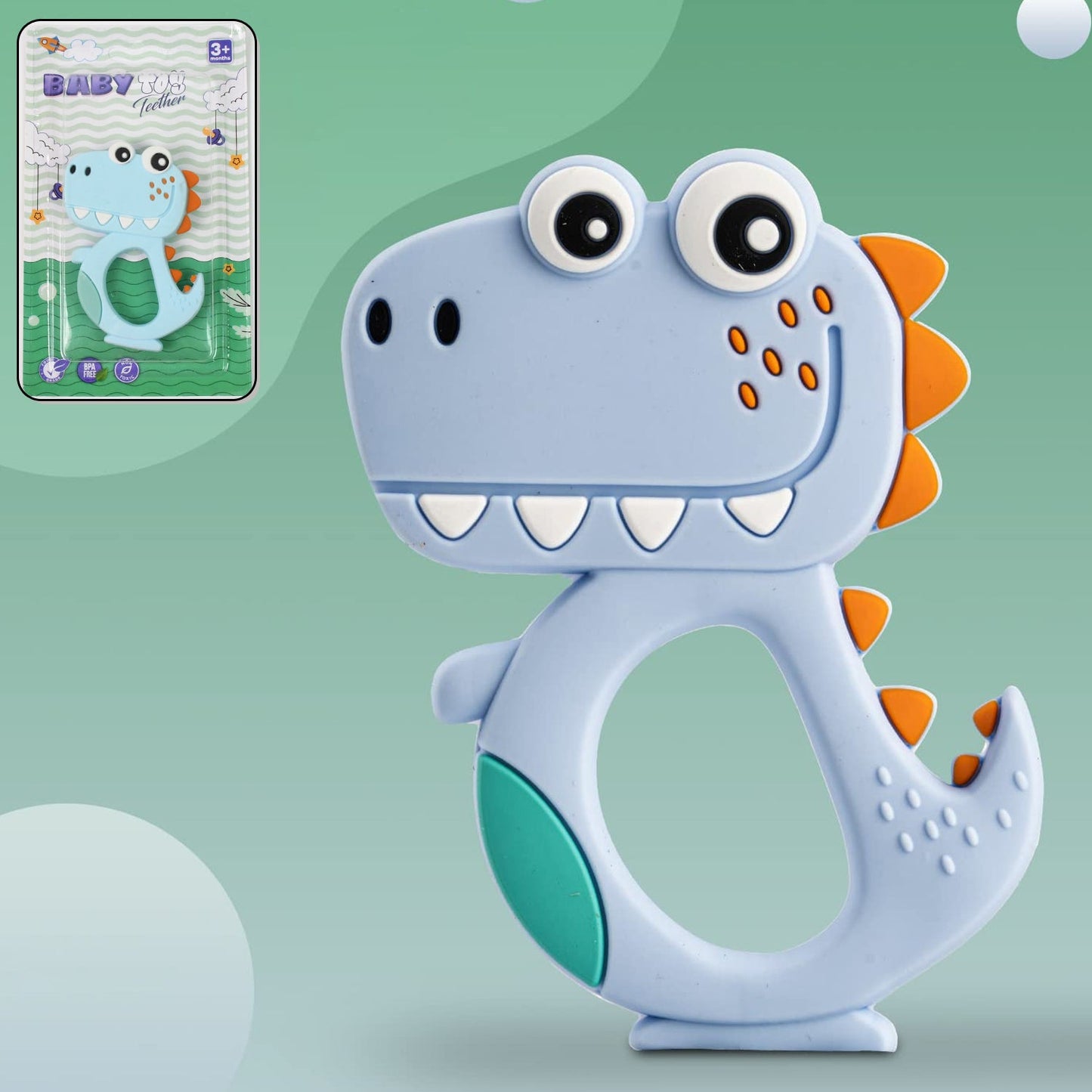 Silicone Dinosaur Teether For Baby (1 Pc Mix Design Color) Wukusy