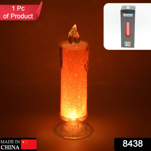 8438 Red Led Flameless Candles Battery Operated Pillar Candles Flickering Realistic Decorative Lamp Votive Transparent Flameless Ornament Tea Party Decorations For Hotel Scenehome Decor Restaurant Diwali Decoration Candle Crystal Lamp (1 Pc) Wukusy