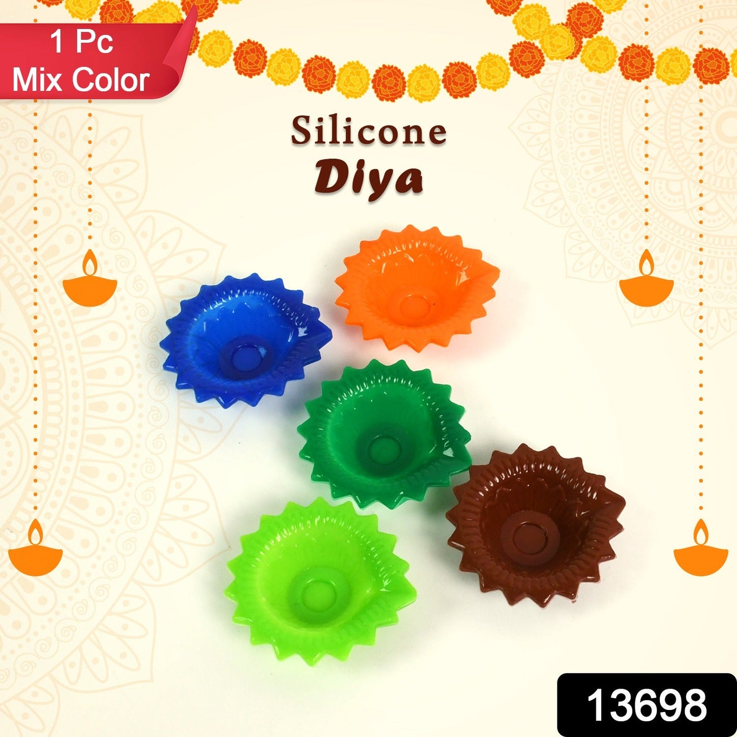 Silicone Diya For Diwali Attractive Design Colourful Diya Combo (Mix Design 1 Pc) Wukusy